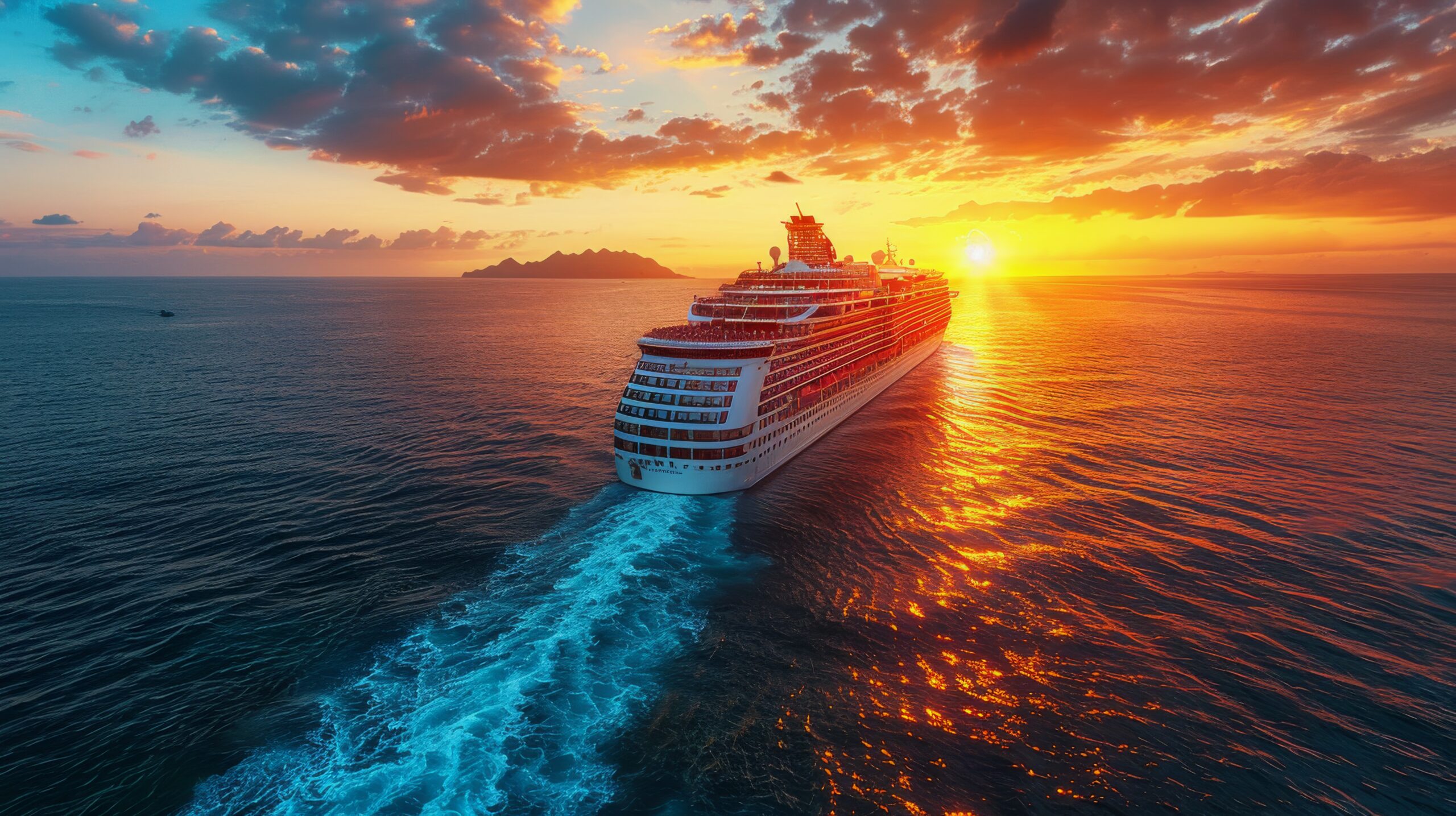 vecteezy ai generated cruise ship sailing at sunset 43163424 scaled