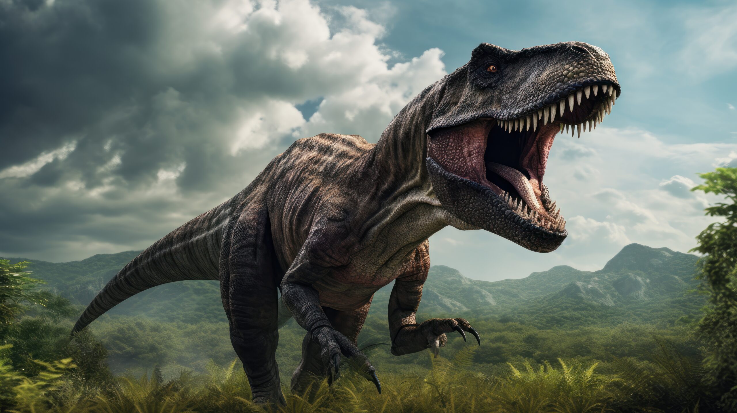 vecteezy ai generated tyrannosaurus rex in the green prehistoric 36393536 scaled